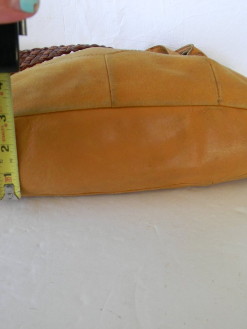 The Sak Mustard Yellow Leather Hobo Shoulder Bag Braided Strap purse BOHO FALL - Picture 4 of 9